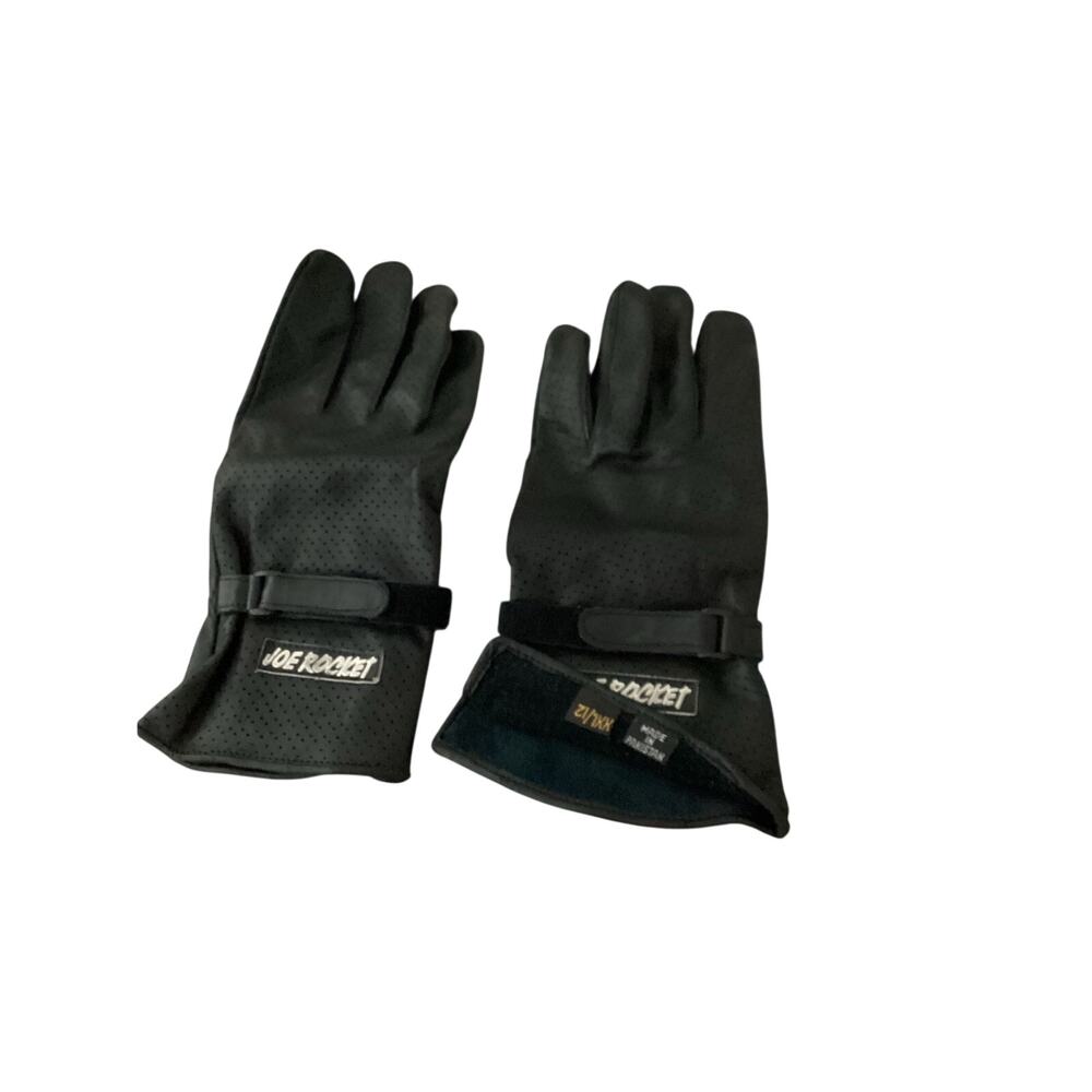 Vintage Joe Rocket Black Leather Gauntlet Motorcycle Gloves Size XL/12